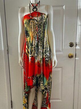 Magic Woman's Plus-Size Hawaiian Summer Beach Snake Print Halter Dress Sz 3x